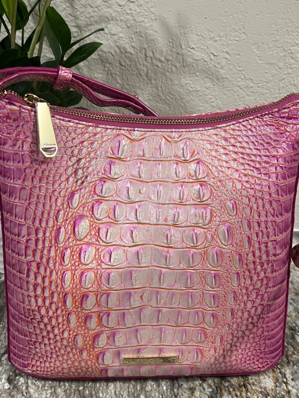 BRAHMIN Katie Crossbody Peony Ombre Leather Bag NWOT/Duster/Card